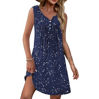 Ekouaer Nightgown for Women Tank Night Gown Sleep Shirt Button Night Shirt Soft Sleep Dress