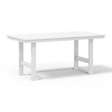 Outdoor Modern HDPE 66" Wide Rectangle Patio Dining Table for 6