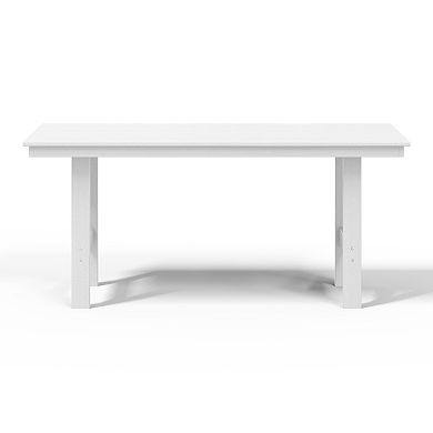 Outdoor Modern HDPE 66" Wide Rectangle Patio Dining Table for 6