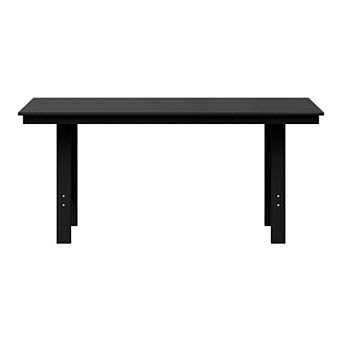 Outdoor Modern HDPE 66" Wide Rectangle Patio Dining Table for 6