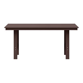 Outdoor Modern HDPE 66" Wide Rectangle Patio Dining Table for 6