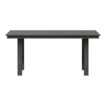 Outdoor Modern HDPE 66" Wide Rectangle Patio Dining Table for 6
