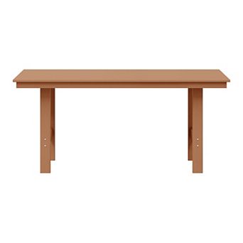 Outdoor Modern HDPE 66" Wide Rectangle Patio Dining Table for 6