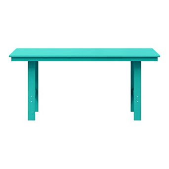 Outdoor Modern HDPE 66" Wide Rectangle Patio Dining Table for 6