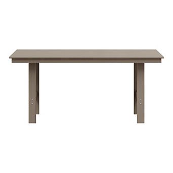 Outdoor Modern HDPE 66" Wide Rectangle Patio Dining Table for 6
