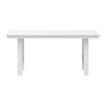 Outdoor Modern HDPE 66" Wide Rectangle Patio Dining Table for 6