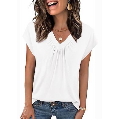 Zeagoo Women's Polka Dot Short Sleeve Tops Casual Business Work Beach Vacation Shirts