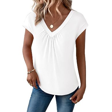 Zeagoo Women's Polka Dot Short Sleeve Tops Casual Business Work Beach Vacation Shirts