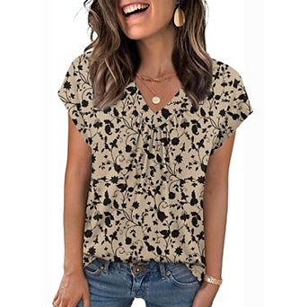 Zeagoo Women's Polka Dot Short Sleeve Tops Casual Business Work Beach Vacation Shirts