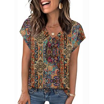 Zeagoo Women's Polka Dot Short Sleeve Tops Casual Business Work Beach Vacation Shirts