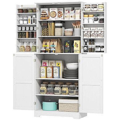 Farmhouse Pantry Cabinet with Barn Doors and Adjustable Shelves
