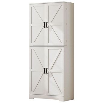 Farmhouse Pantry Cabinet with Barn Doors and Adjustable Shelves