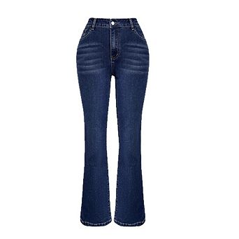 Women's Stretchy High Rise Jeans Trendy Flare Bootcut Curvy Denim Pants