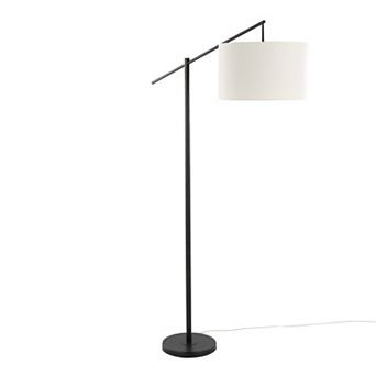 Loheer Contemporary Metal Floor Lamp with Linen Shade