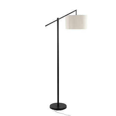 Loheer Contemporary Metal Floor Lamp with Linen Shade