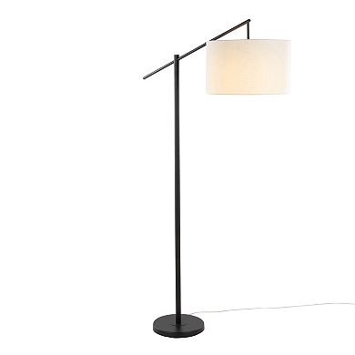 Loheer Contemporary Metal Floor Lamp with Linen Shade