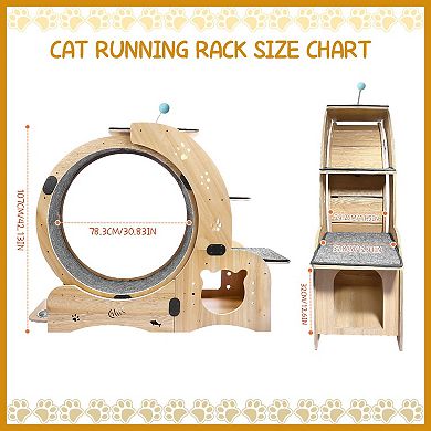 Pet-Friendly Wood Cat Running Wheel with Smooth Rotation and Safety Edges