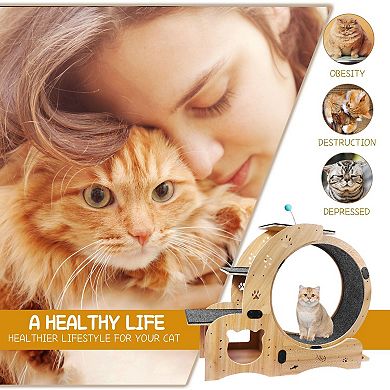 Pet-Friendly Wood Cat Running Wheel with Smooth Rotation and Safety Edges