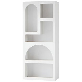 5-Shelf Arched Bookshelf with Geometric Design for Books and Décor