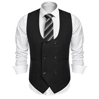 COOFANDY Men' Suit Vest Business Formal Dress Waistcoat Solid Color Blazer Vest for Suit or Tuxedo