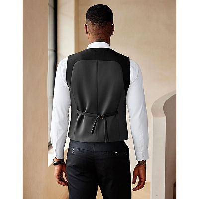 black vest mens dress Solid Specific measurements are listed in our size chart below Black Double Breasted Casual Slim