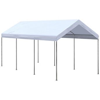Weather-Resistant Carport with PE Canopy and Windproof Support