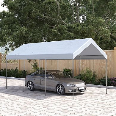 Weather-Resistant Carport with PE Canopy and Windproof Support