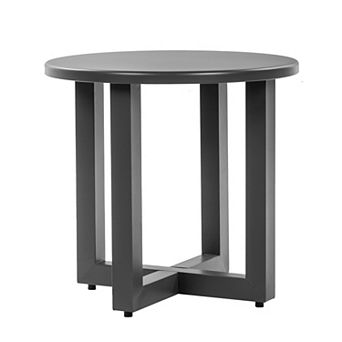 Outdoor Metal Round Side Table for Patio, Balcony, Living Room, or Decorative Display