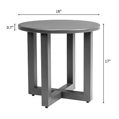 Outdoor Metal Round Side Table for Patio, Balcony, Living Room, or Decorative Display