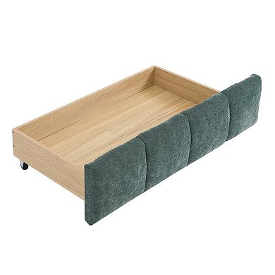Pnronnc CAL King Platform Bed, Grounded Upholstered Bed Frame with Headboard & Under-Bed Storage