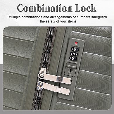 KWPZQEB 4PCS Silent Wheel PP Luggage Set with Combination Password Lock&Multi-Layered Compartmental