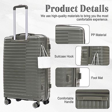 KWPZQEB 4PCS Silent Wheel PP Luggage Set with Combination Password Lock&Multi-Layered Compartmental