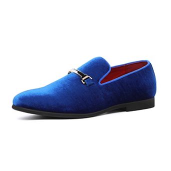 Men's Velvet Loafers Formal Slip-On Dress Shoes with Metal Buckle
