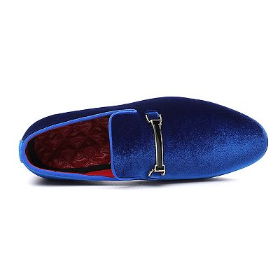velvet blue dress shoes Light Blue Velvet Smoking Loafer 8 / Light Blue main image 0