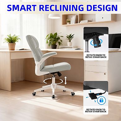 Loheer Ergonomic Office Chair with Flip-Up Armrests and High Density Foam Support