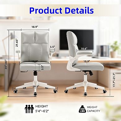 Loheer Ergonomic Office Chair with Flip-Up Armrests and High Density Foam Support