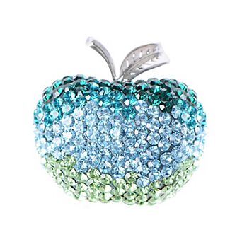 Sparkle Crystal Rhinestones Cute Apple Brooch Christmas Eve Lapel Pins Dress Accessories