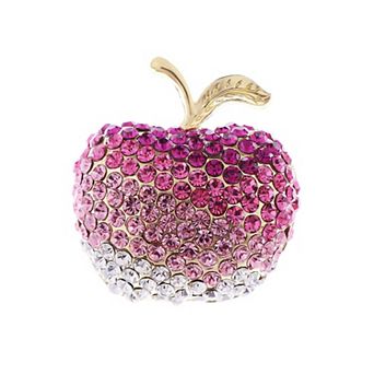 Sparkle Crystal Rhinestones Cute Apple Brooch Christmas Eve Lapel Pins Dress Accessories