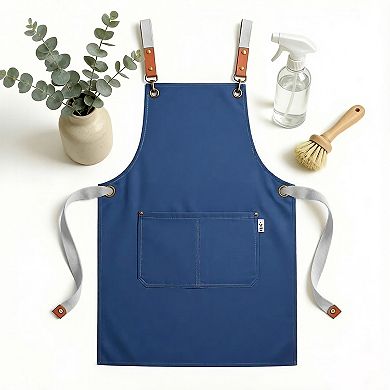 Canvas Utility Apron with Straps Cross Back Design for Kitchen Cafe and Artisan Work