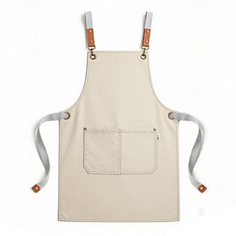 Canvas Utility Apron with Straps Cross Back Design for Kitchen Cafe and Artisan Work