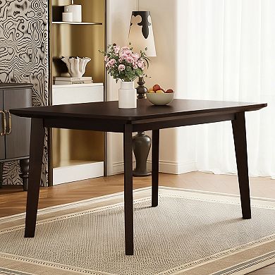 KWPZQEB Rustic Minimalist Rectangular Solid Wood Frame Dining Table for Dining Room