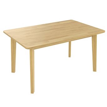KWPZQEB Rustic Minimalist Rectangular Solid Wood Frame Dining Table for Dining Room