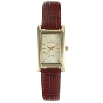 Peugeot Womens 34mm x 20mm Contour Dress Watch with Leather Strap