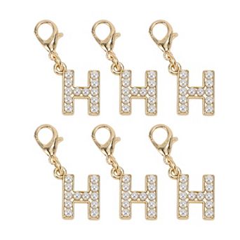 Faux Pearl Letter Shoelace Charms Gold Tone Beige 6 pc