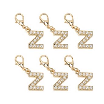 Faux Pearl Letter Shoelace Charms Gold Tone Beige 6 pc