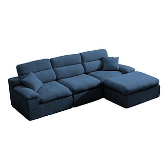 Pnronnc Sectional Couch L Shaped Sofa with Ottoman Chenille Upholstered No Assembly Couch