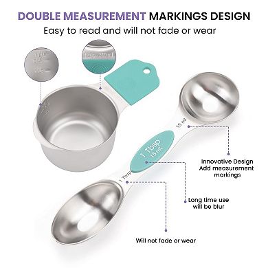 Magnetic Measuring Cup and Spoon Set, 16 Pieces, Stainless Steel