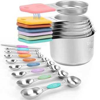 Magnetic Measuring Cup and Spoon Set, 16 Pieces, Stainless Steel