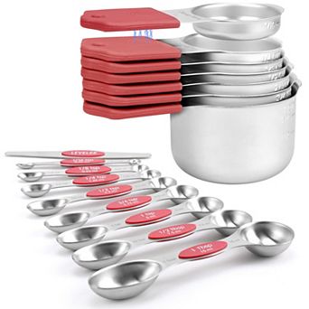 Magnetic Measuring Cup and Spoon Set, 16 Pieces, Stainless Steel
