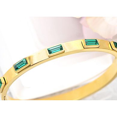 18K Gold Plated Crystal Rhinestone Bangle Bracelets for Women with Cubic Zirconia